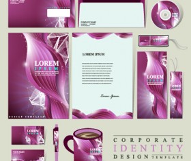 Purple corporate identity kit vector
