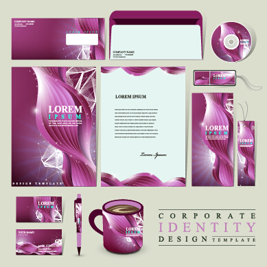 Purple corporate identity kit vector