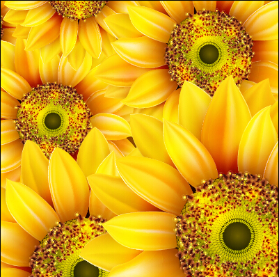 Download Realistic sunflowers vector seamless pattern 03 free download