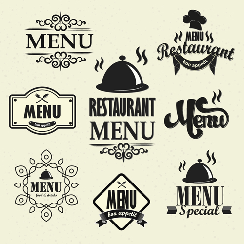 Restaurant menu labels vintage vector 01