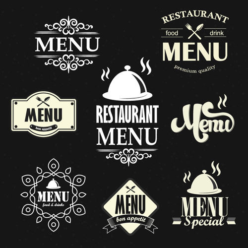 Restaurant menu labels vintage vector 02