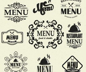 Restaurant menu labels vintage vector 03