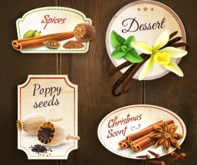 Retro spices labels design vector set 02
