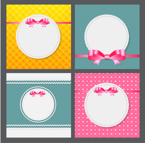 Ribbon bow with card vector design 02