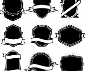 Ribbon with labels blank template vector 02