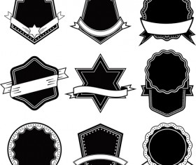 Ribbon with labels blank template vector 03
