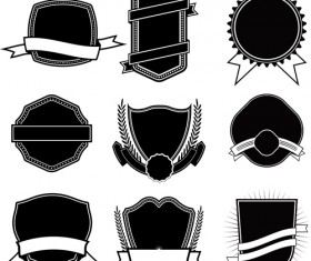 Ribbon with labels blank template vector 05