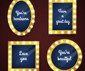 Romantic bulb frames vector set