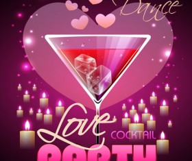 Romantic club cocktail party flyer vector material 02