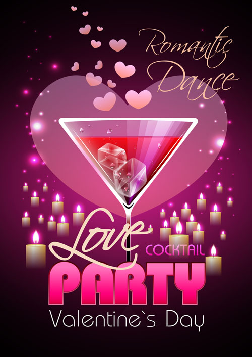 Romantic club cocktail party flyer vector material 02