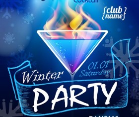 Romantic club cocktail party flyer vector material 03