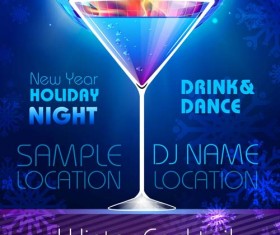 Romantic club cocktail party flyer vector material 04