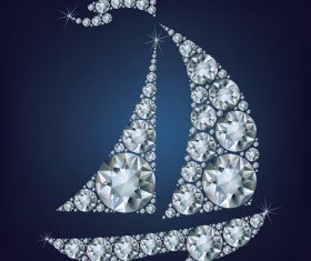 Sailboat with diamonds vector material