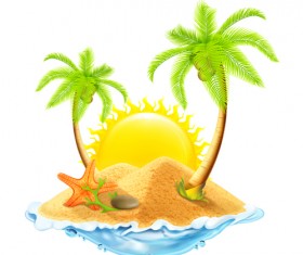 Sea island summer holiday elements vector background 01