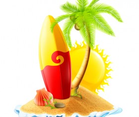Sea island summer holiday elements vector background 02