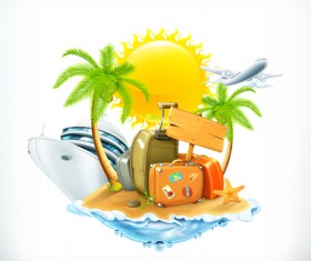 Sea island summer holiday elements vector background 04