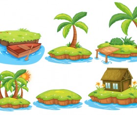 Sea islands palm tree vector material 01