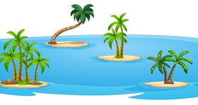 Sea islands palm tree vector material 02