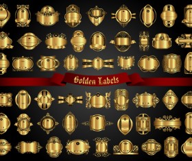 Set of golden labels vector graphics 01