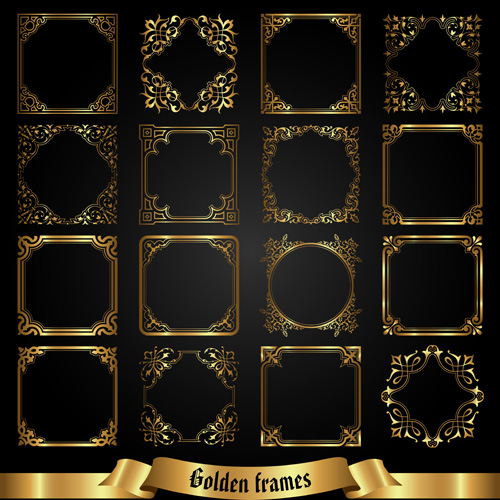 Set of golden labels vector graphics 02