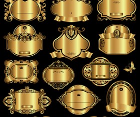 Set of golden labels vector graphics 03