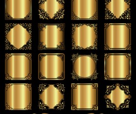 Set of golden labels vector graphics 04