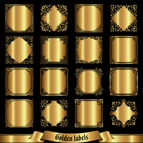 Set of golden labels vector graphics 04