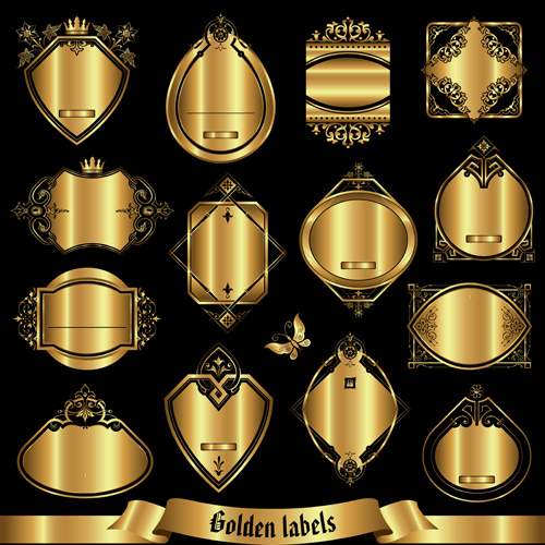 Set of golden labels vector graphics 05