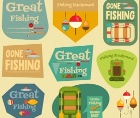 Set of stickers vintage design vectors 01