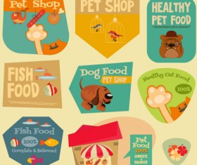 Set of stickers vintage design vectors 04