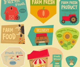 Set of stickers vintage design vectors 05