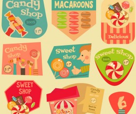 Set of stickers vintage design vectors 07