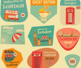Set of stickers vintage design vectors 09