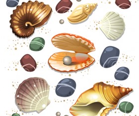 Shining seashells design vector set 04