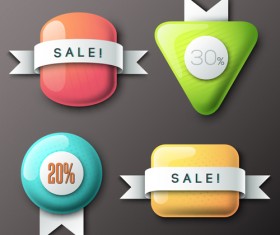 Shiny badges with ribbon vector