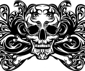 Skull tattoo ornament vector material