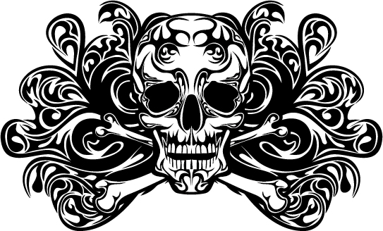 Skull tattoo ornament vector material