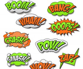 Speech bubbles cartoon explosion styles vector set 07