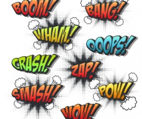 Speech bubbles cartoon explosion styles vector set 08
