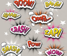 Speech bubbles cartoon explosion styles vector set 13