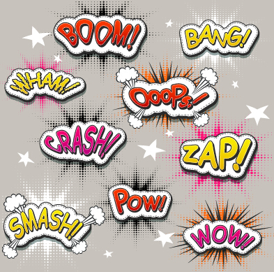 Speech bubbles cartoon explosion styles vector set 13