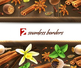 Spices seamless borders vector graphics