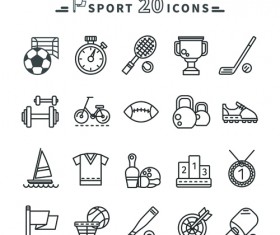 Sport icons black outline vector