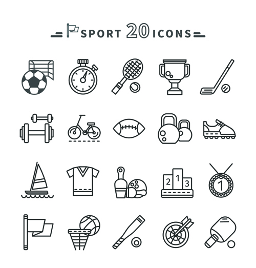 Sport icons black outline vector