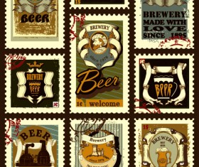 Stamp vintage beer vector 01