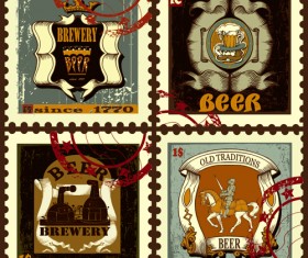 Stamp vintage beer vector 02
