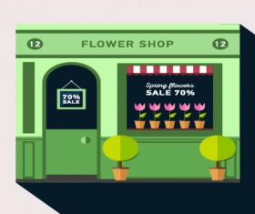 Stores with long shadow flat vector material 02