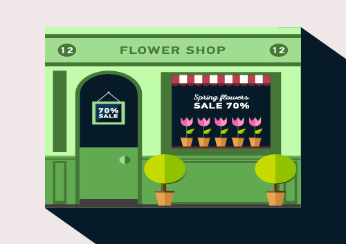 Stores with long shadow flat vector material 02