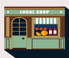 Stores with long shadow flat vector material 03