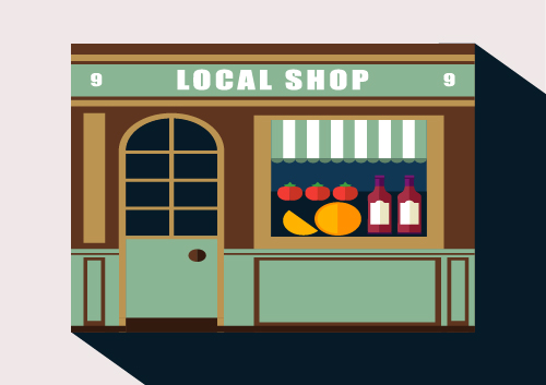 Stores with long shadow flat vector material 03